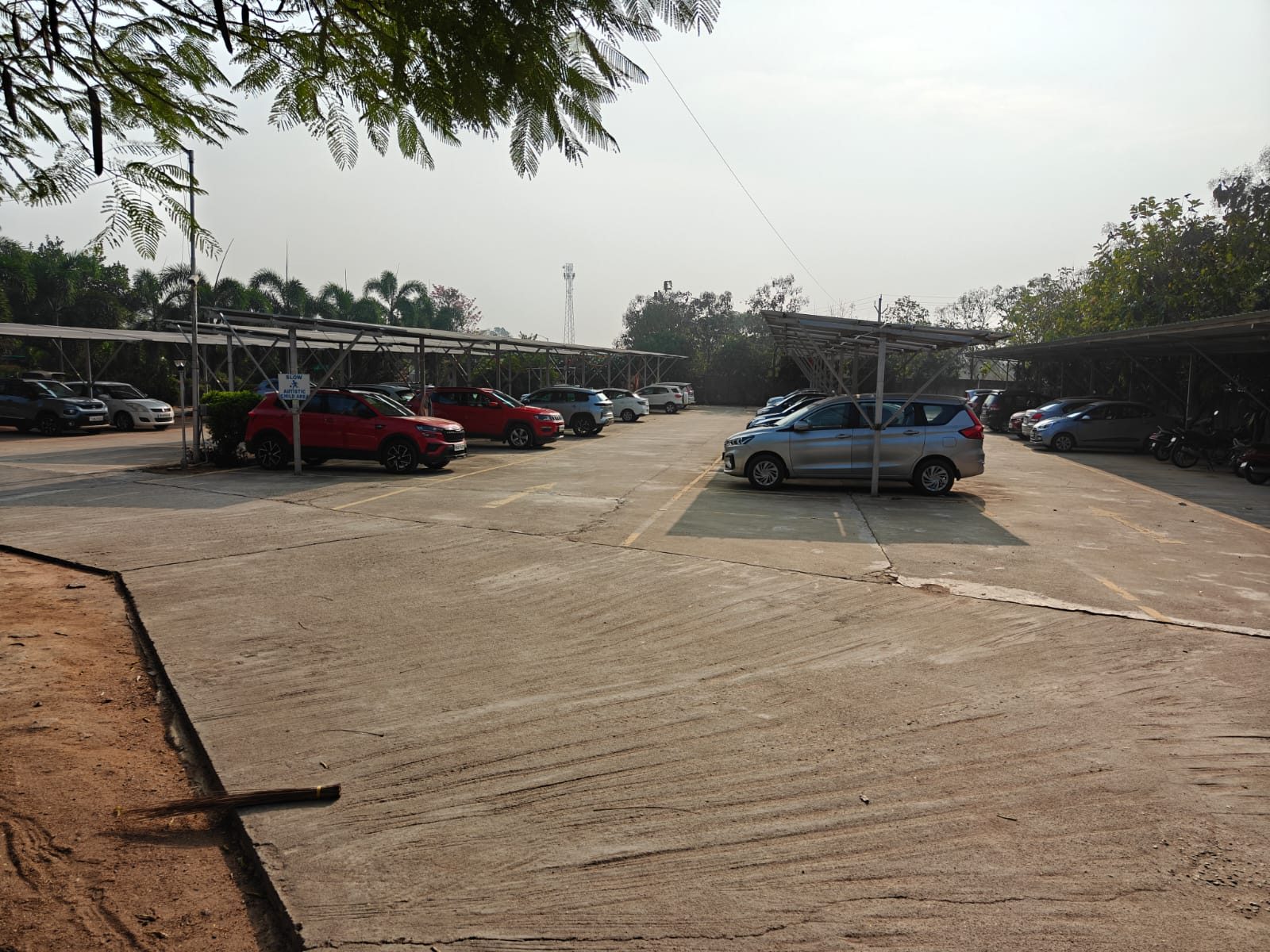 Parking with solar roof structures